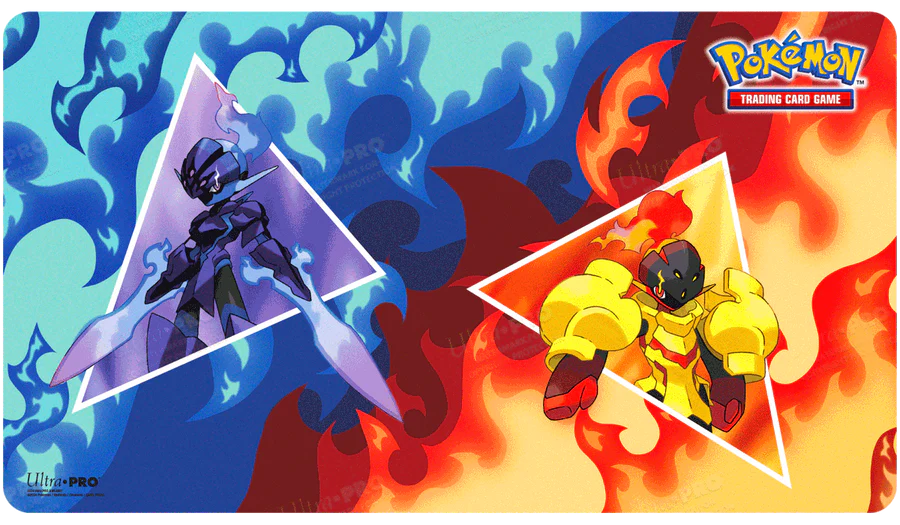 pokemon trading card game playmat Armarouge & Ceruledge and Prize cards plus attack cards and a stadium card Pokemon TCG Playmats now available