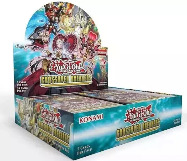 Yu-Gi-Oh Crossover Breakers booster box by Konami featuring colorful trading card game packs