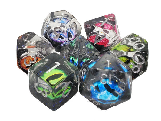 Old School 7 Piece RPG Dice Set - Infused