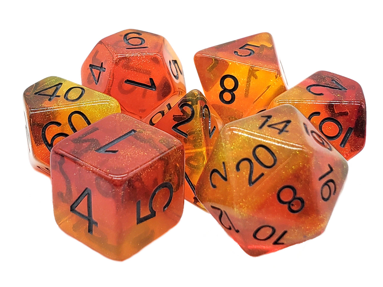 Old School 7 Piece RPG Dice Set - Gradients