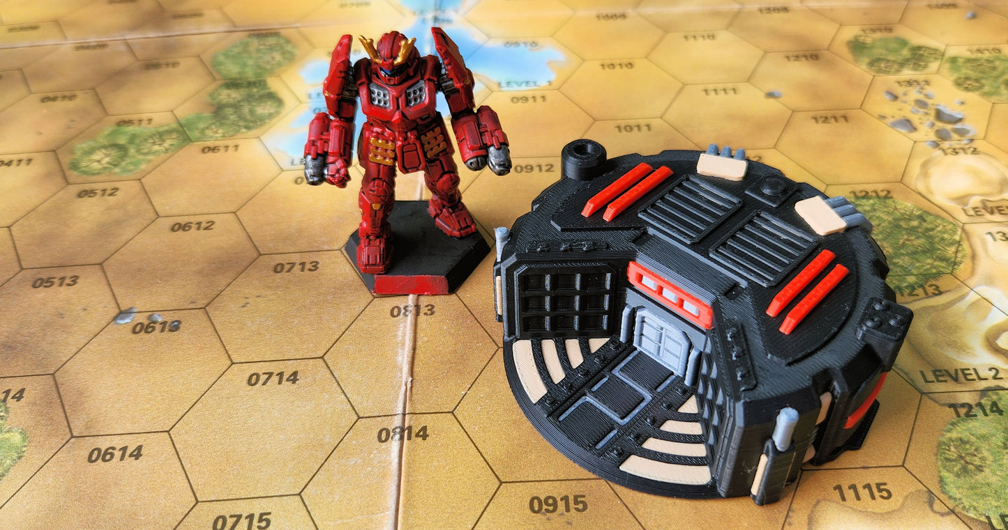 Battletech bunker set in LingSter Games Colors 3d print by Cross Electric Designs on hex board
