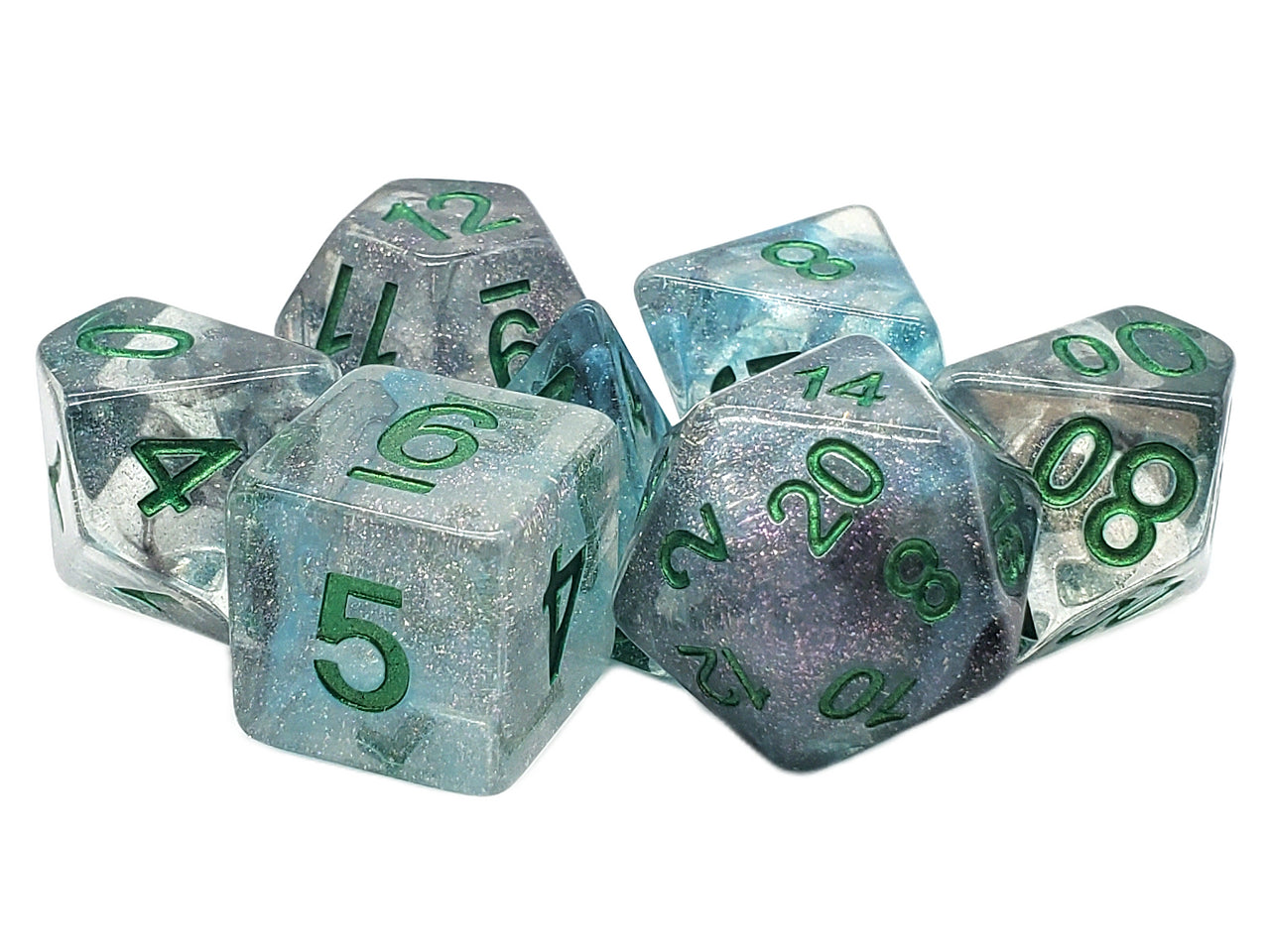 Old School 7 Piece RPG Dice Set - Luminous