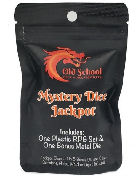 Old School RPG Dice Set: Mystery Dice Jackpot - 7 piece acrylic/resin set with bonus metal die