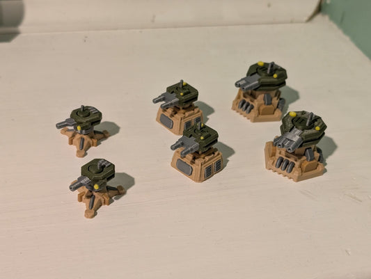 Stationary Canon 6-Pack  (Battletech Aces turrets) LingSter Games Exclusive Davion Color!