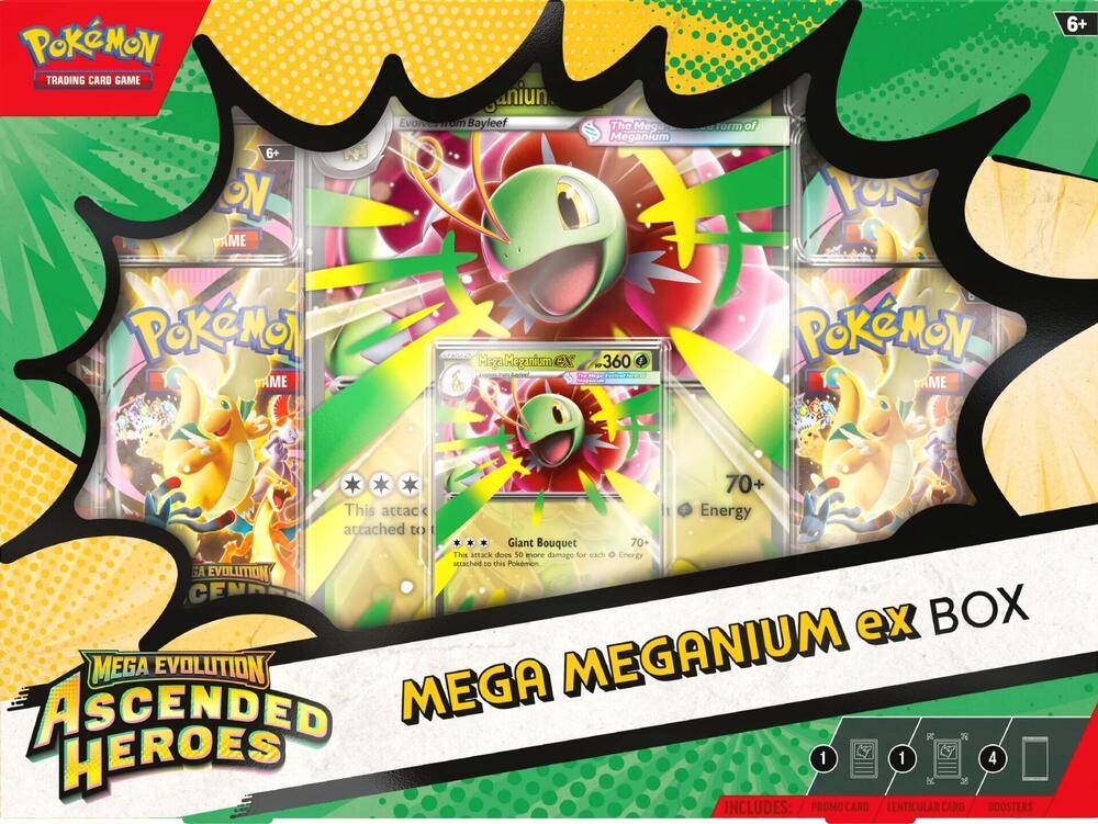Pokemon TCG: Mega Evolution 2.5 Ascended Heroes- ex Box (Mega Meganium, Mega Emboar or Mega Feraligatr)