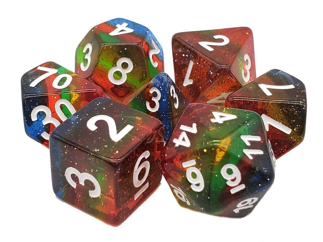 Old School 7 Piece RPG Dice Set - Gradients