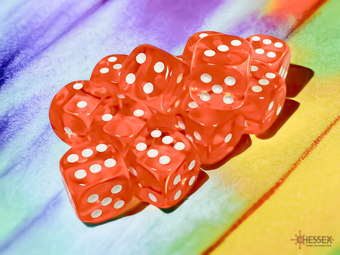 Pair O Dice - Transparent Red Dice with White Dots for Board Games and Role-Playing Games