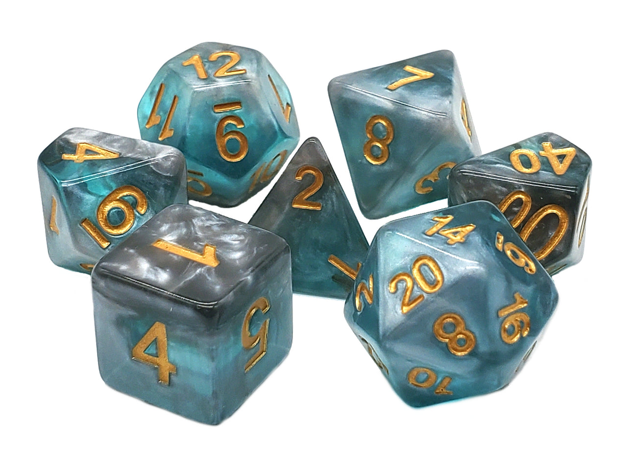Old School 7 Piece RPG Dice Set - Gradients