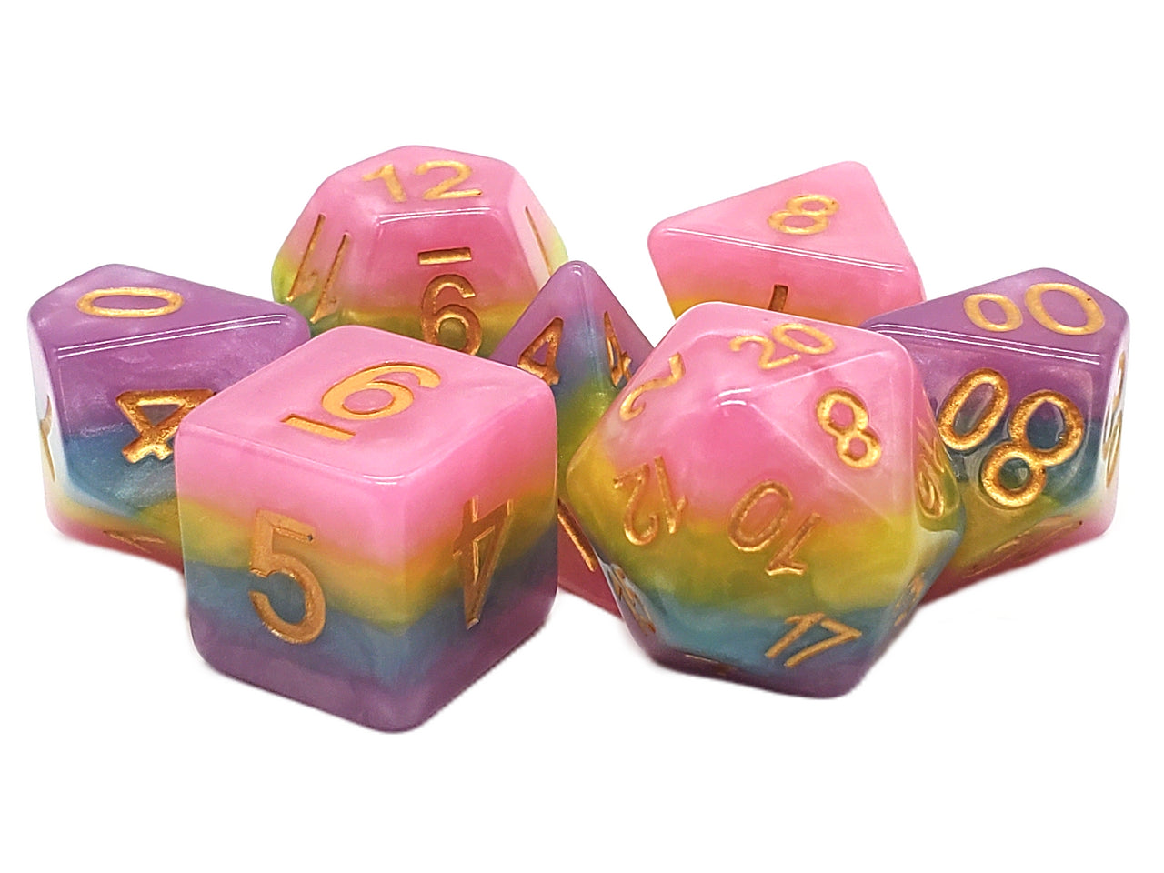 Old School 7 Piece RPG Dice Set - Gradients