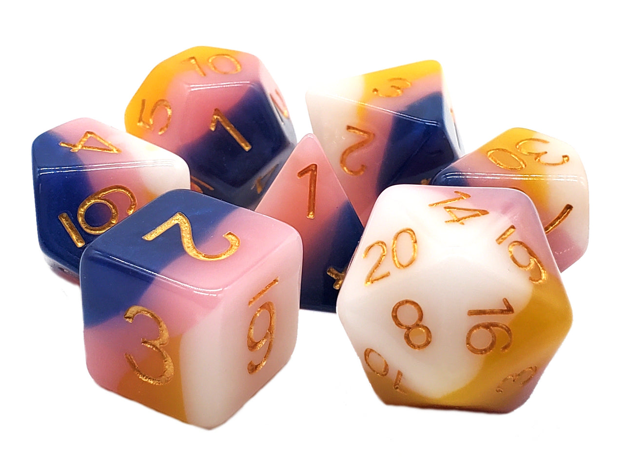 Old School 7 Piece RPG Dice Set - Gradients