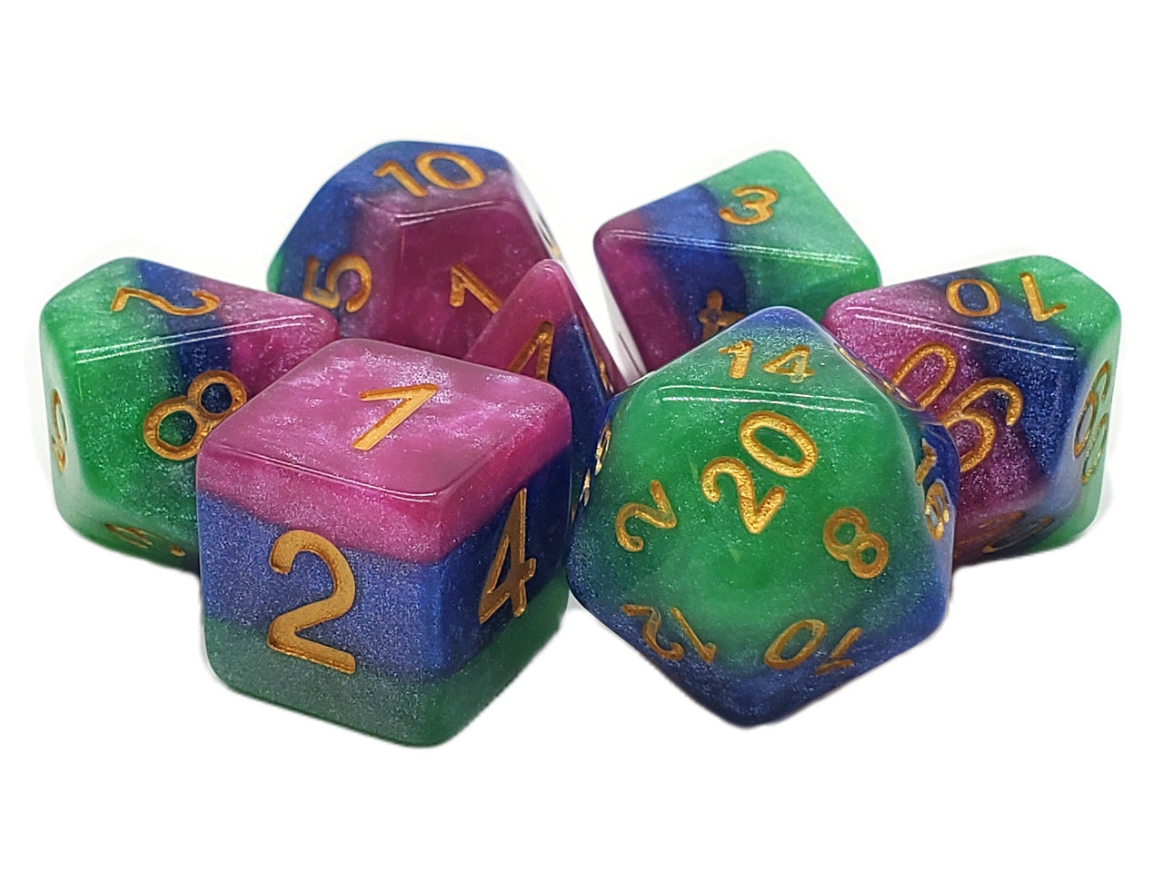 Old School 7 Piece RPG Dice Set - Gradients