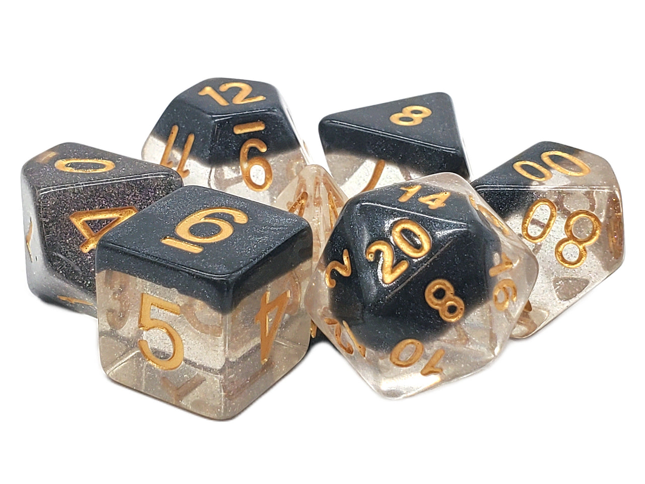 Old School 7 Piece RPG Dice Set - Luminous
