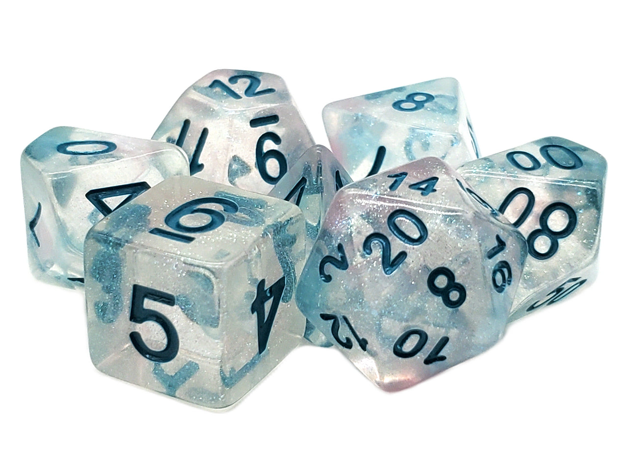 Old School 7 Piece RPG Dice Set - Luminous
