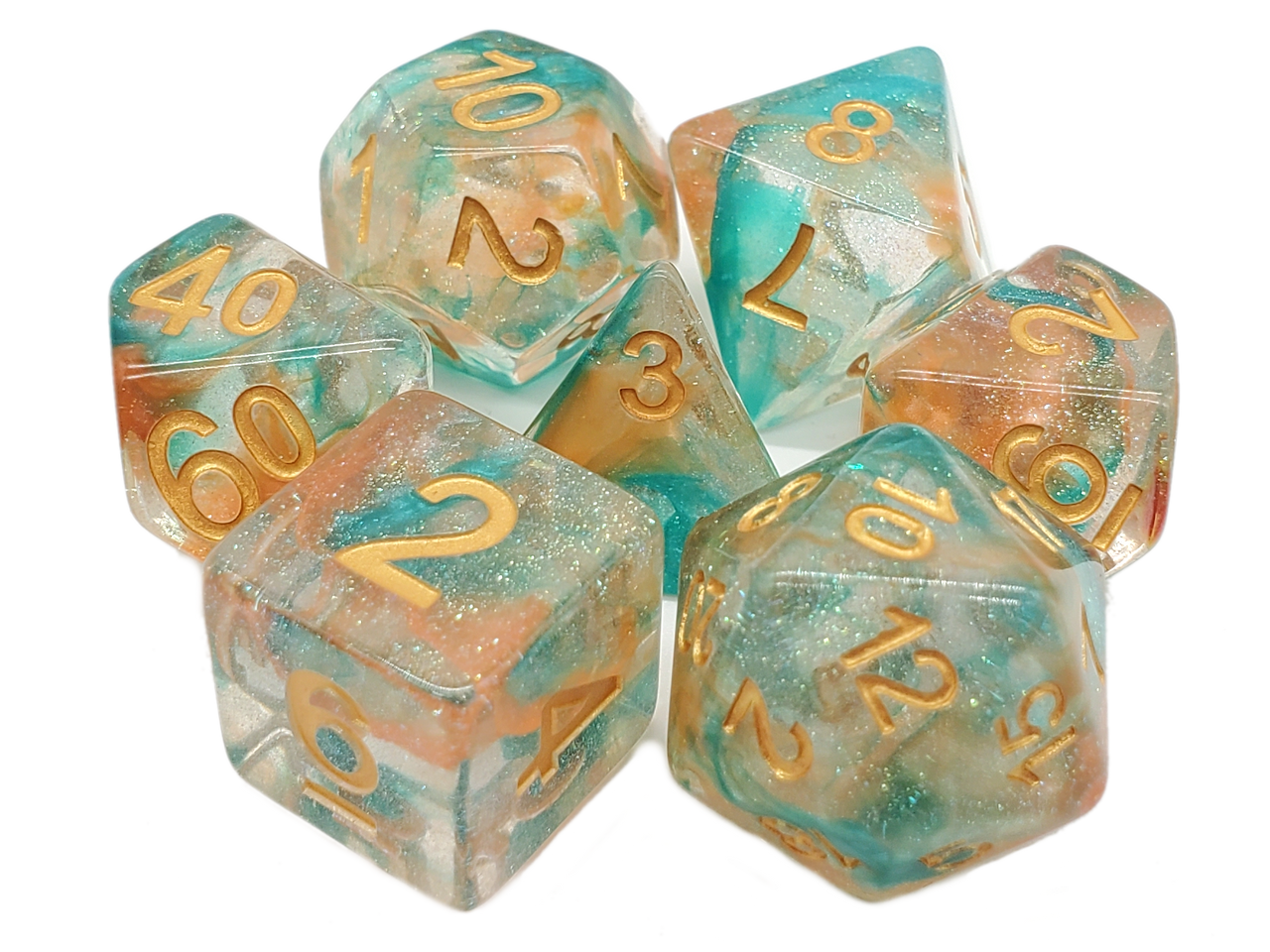 Old School 7 Piece RPG Dice Set - Luminous