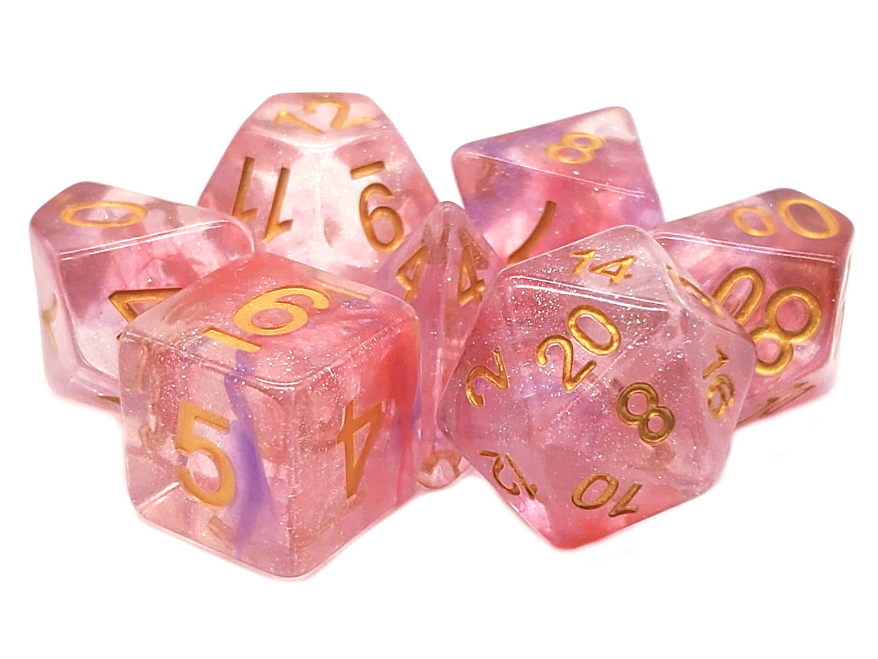 Old School 7 Piece RPG Dice Set - Luminous