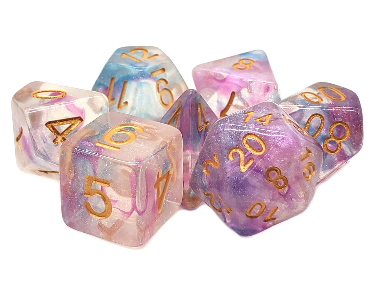 Old School 7 Piece RPG Dice Set - Luminous