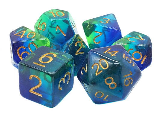Old School 7 Piece RPG Dice Set - Gradients