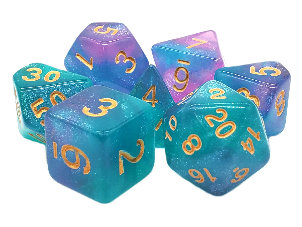 Old School 7 Piece RPG Dice Set - Galaxy