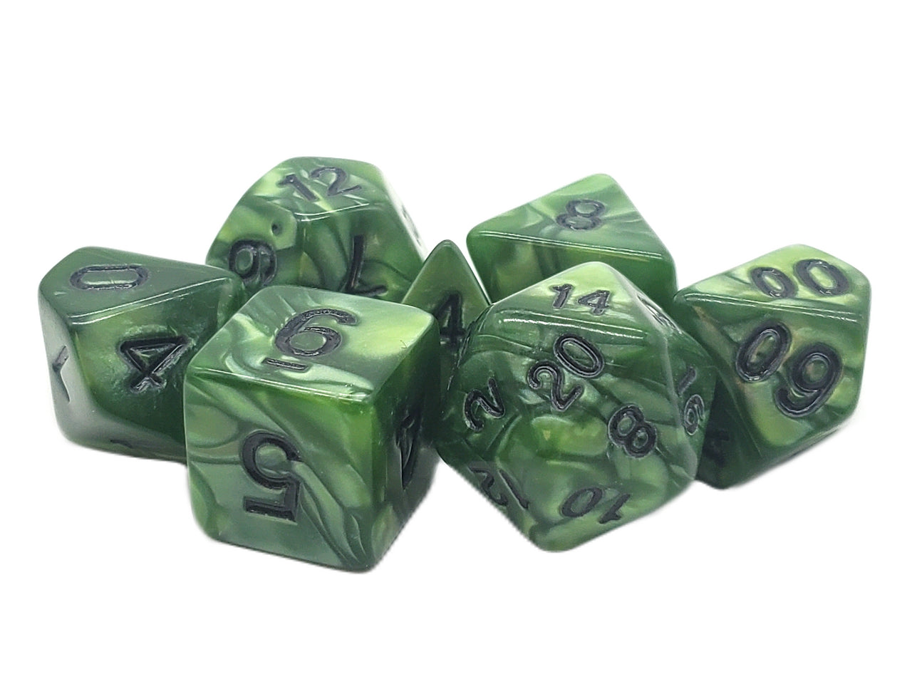 Old School 7 Piece RPG Dice Set - Pearl Drop