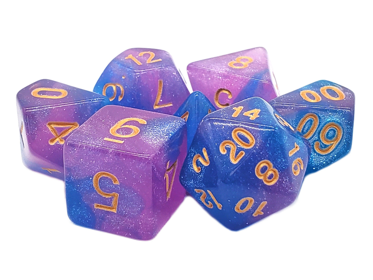 Old School 7 Piece RPG Dice Set - Galaxy